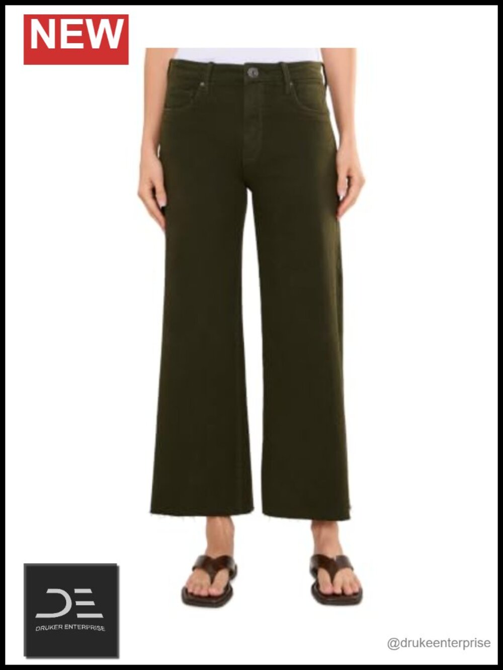 High-Rise Wide Leg Raw Hem Jeans Cotton Spandex